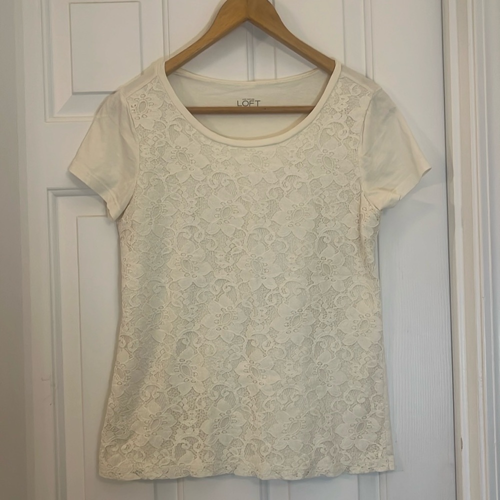 Ann Taylor Loft XS White Lace Top